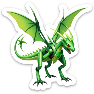  Cool Edgy Shiny Colorful Futuristic Ethereal Legendary Cyborg-Scyther-Flygon-Digimon-hybrid full body sticker