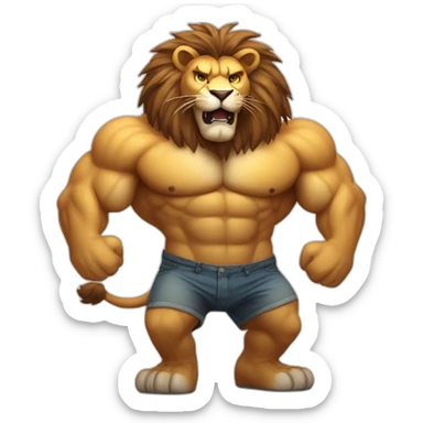 Brutal pumped-up lion full body sticker