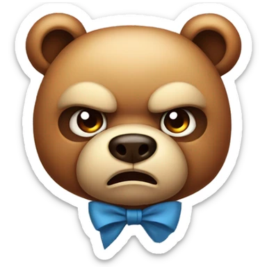 Cute angry bear with bow sticker