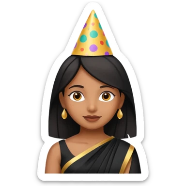 Brown girl in party wear black saree  sticker