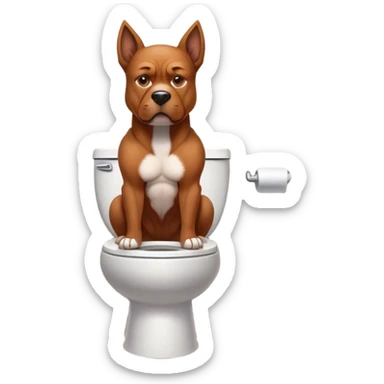 A super strong dog pooping on the toilet sticker