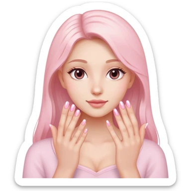 corazón rosa clarito con uñas sticker