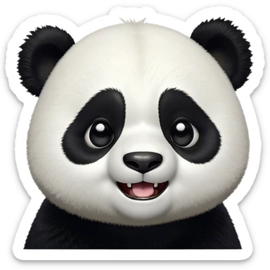Cinematic Comical Panda Portrait Emoji, Head tilted dramatically with an exaggeratedly amused expression, featuring a striking black and white Fur with a quirky, playful expression and wide, expressive eyes filled with humorous disbelief, Simplified yet hilariously expressive features, highly detailed, glowing with a slightly sassy glow, high shine, dramatic yet playful, stylized with an air of cheeky charm, bright and endearing, soft glowing outline, capturing the essence of a spirited and over-the-top panda, so meme-worthy it feels like it could roll its eyes into internet fame instantly! sticker