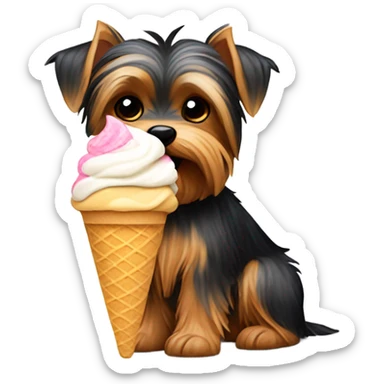 Yorkie eating ice cream sticker