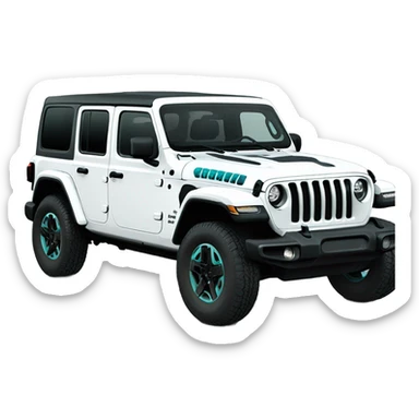 2018 white 4 door jeep wrangler with teal blue accents sticker