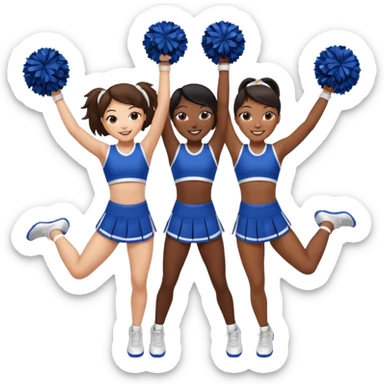 4 girls in a cheer stunt brown skin, white skin, black skin, Asian  sticker
