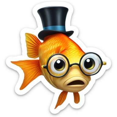 Fish with a top hat and a eyeglass  sticker