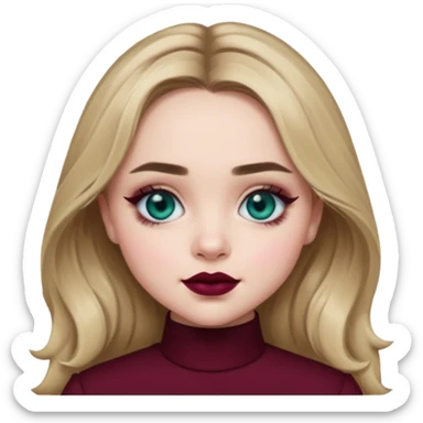 Sabrina carpenter blue-green eyes wearing burgundy lipstick  sticker