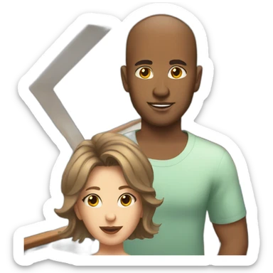 brown guy with shaved hair on a yacht with girls sticker