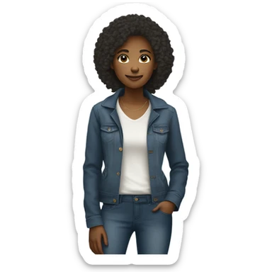 woman has a modern, minimalist look with natural hair, minimal makeup, and smart-casual outfits like jeans, blazers, and sneakers. She often wears a smartwatch , balancing practicality and professionalism.






 sticker
