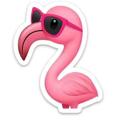 A pink flamingo wearing pink sunglasses sticker