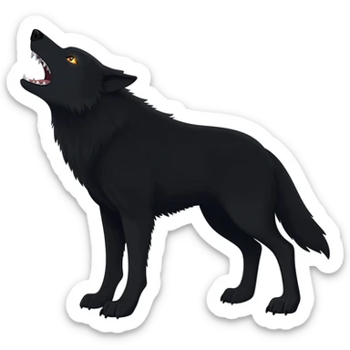 black wolf howling sticker