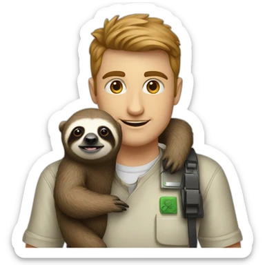 white irish software engineer with a sloth around the neck sticker