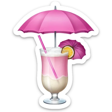 coconut drink with pink umbrella sticker