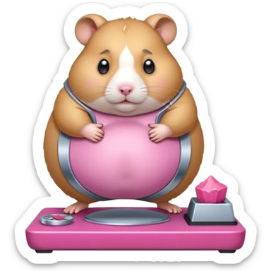 fat hamster big belly stepping on a broken scale looking guilty sticker