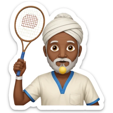ancient guru india old black man with 1 badminton racket sticker