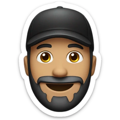 Men with black cap smile with a beard sticker