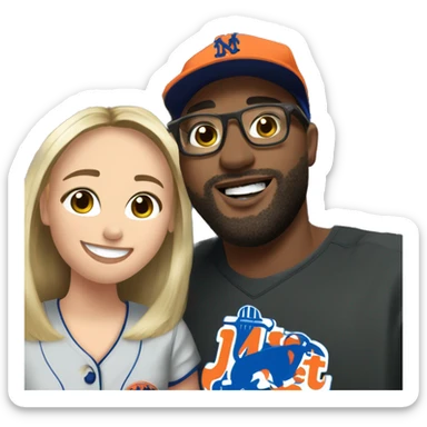 Josh and Samantha at the Mets game sticker