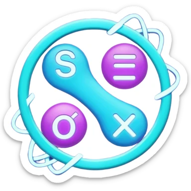 futuristic minimalistic emoji icon, letters "SANG" formed by three glowing digital lines representing Storm, Atom and NoizeGames, neon purple (#8B5CF6) and cyan (#00E0FF) on dark background, modern tech style, 1:1 aspect ratio
 sticker