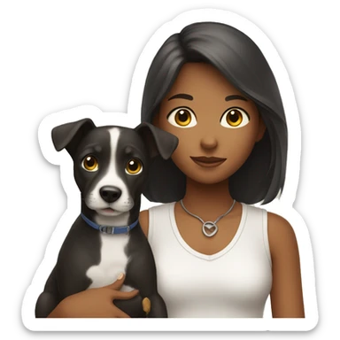 girl with pets looking at viewer sticker