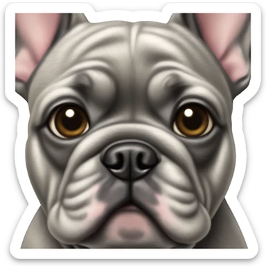 realistic close-up of graying brindle French bulldog  sticker