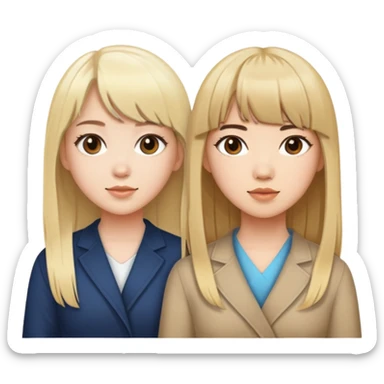 Blonde white girl middle part with brown hair asian girl bangs sticker