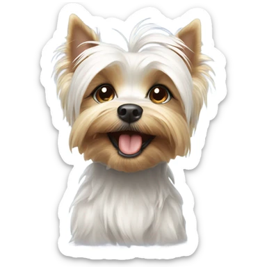 White Yorkie winking and saying hi  sticker