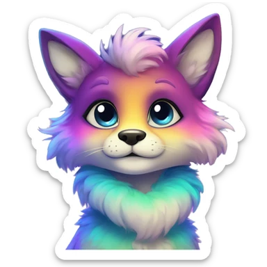 Colorful gradient-Sparkle-nebula-fursona anthropomorphic furry full body sticker