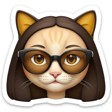 Mona Lisa with simplified features and stylish cat-eye sunglasses, apple emoji style sticker