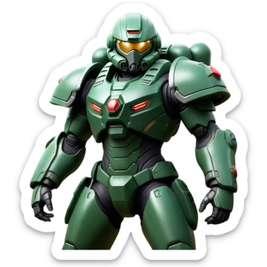 Cinematic Realistic StarCraft Terran Marine Portrait, captured in a dynamic, battle-ready stance, with every muscle defined beneath intricately detailed tactical armor in consistent dark green and grey. His steely eyes and resolute posture, rendered with dynamic, high-contrast lighting, exude raw power and relentless focus, high shine, evoking the epic spirit of a Terran Marine in combat. sticker