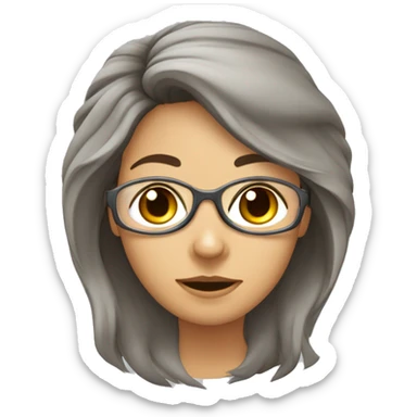 garota de cabelos castanhos com óculos de grau estilo aviador sticker