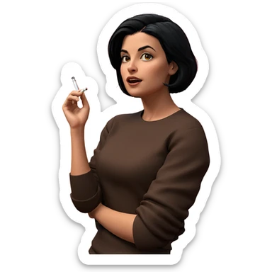 smoking girl with black hair sticker