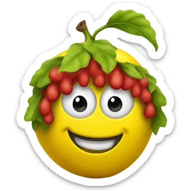 lemon on white background with clown nose and clown wig sticker