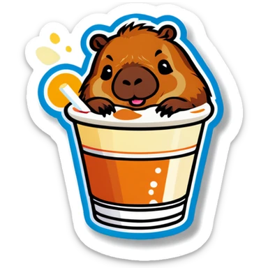 capybara drinking milkshake sticker