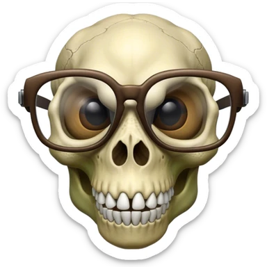 dinosaur skull with glasses sticker