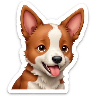 Red heeler puppy howling with mouth open sticker