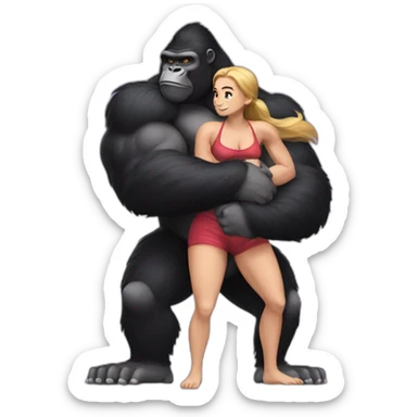 Big buff Kind Gorilla holding a girl on his arms sticker