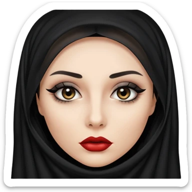 Female figure lifting sheer black veil from her lips, forbidden intimacy sticker