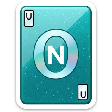 Teal Glittery uno reverse card that says no u in the middle sticker