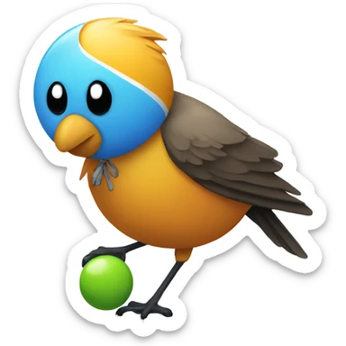 Bird with a yo-yo sticker