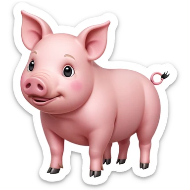 cinematic-[realistic pig]-realistic-full-body-standing-emoji,-tail-flicking-lazily,-head-tilted-dramatically,-sleek-[pink]-skin,-simplified-yet-realistic-focused-features,-highly-detailed,-glowing-with-an-almost-sarcastic-glow sticker