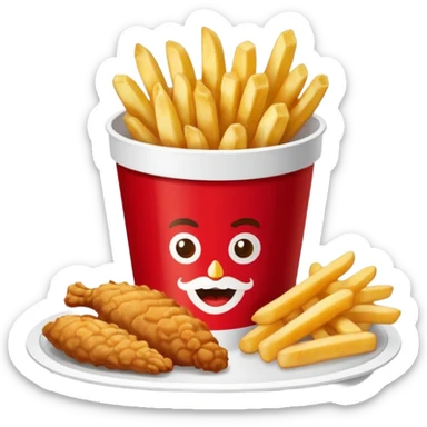 Plateau rouge de fast food avec dessus une bucket de poulet KFC des frite et un coca sticker