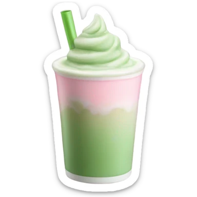 iced matcha latte in a pastel pink cup sticker