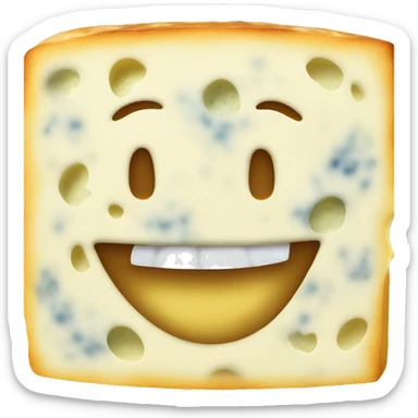 WIDE LAUGH ON A BLUE CHEESE EMOJI sticker