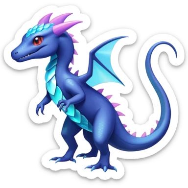 Iridescent crystalic Shiny pastel Salandit-Aurorus-Salazzle-Dragonair-Fakémon-hybrid-creature (full body)  sticker