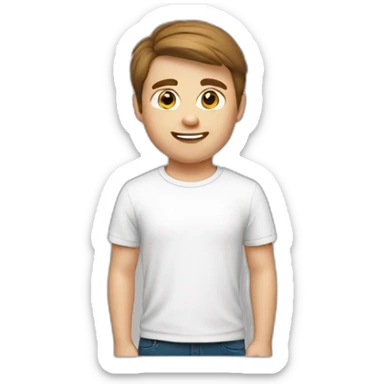 white 25 years Boy Brown hair with t-shirt white sticker