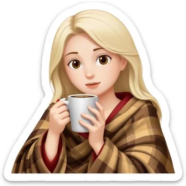 girl with blanket drinking coffee sticker