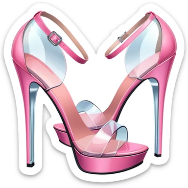 ultra realistic pair of platform open toe pink glass heels sticker