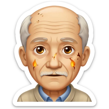 AN OLD MAN FULL OF BURNED MARKS BECAUSE OF COOKING OIL sticker