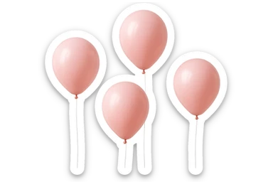 5 palloncini rosa fluttuano in aria isolati su sfondo bianco, iperrealistico 4k sticker